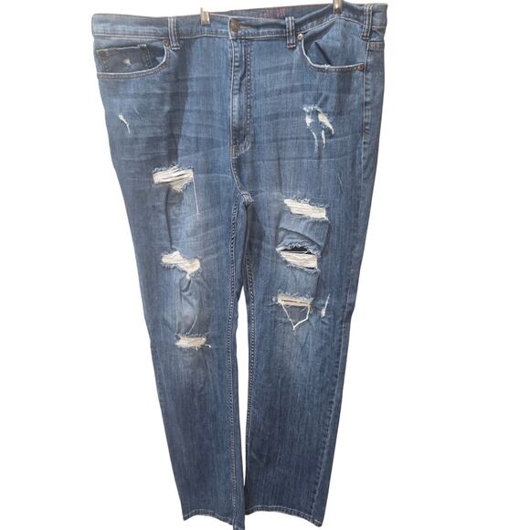 True Nation Athletic Fit Distressed Denim Jeans Mens 46x36 - Picture 1 of 8